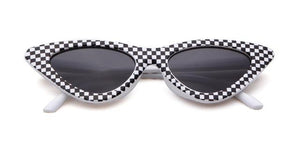 Fashion Cat Eye Sunglasses Women 90S Retro Vintage Small Frame Checkered Sun glasses black red pink shades - Presidential Brand (R)