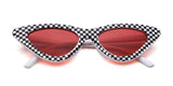 Fashion Cat Eye Sunglasses Women 90S Retro Vintage Small Frame Checkered Sun glasses black red pink shades - Presidential Brand (R)