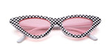 Fashion Cat Eye Sunglasses Women 90S Retro Vintage Small Frame Checkered Sun glasses black red pink shades - Presidential Brand (R)