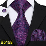 Purple Paisley Men Ties 8.5cm Wide 100% Silk Tie Hanky Box Set Necktie - Presidential Brand (R)