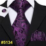 Purple Paisley Men Ties 8.5cm Wide 100% Silk Tie Hanky Box Set Necktie - Presidential Brand (R)