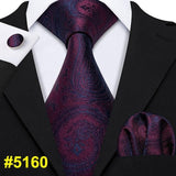 Purple Paisley Men Ties 8.5cm Wide 100% Silk Tie Hanky Box Set Necktie - Presidential Brand (R)