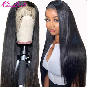 13x6 13x4 Lace Frontal Human Hair Wigs Pre Plucked Glueless Brazilian Straight 4X4 Lace Closure Wig with Baby Hair Remy KissLove - Presidential Brand (R)