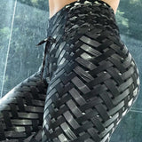 Sexy High Waist Fitness Iron weave Leggings Weaving Printed Tie Women Fitness Workout Scrunch Booty Trousers Slim Running Pants - Presidential Brand (R)