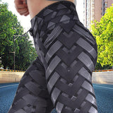 Sexy High Waist Fitness Iron weave Leggings Weaving Printed Tie Women Fitness Workout Scrunch Booty Trousers Slim Running Pants - Presidential Brand (R)