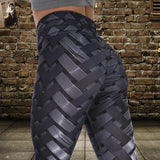 Sexy High Waist Fitness Iron weave Leggings Weaving Printed Tie Women Fitness Workout Scrunch Booty Trousers Slim Running Pants - Presidential Brand (R)
