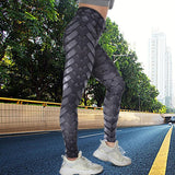 Sexy High Waist Fitness Iron weave Leggings Weaving Printed Tie Women Fitness Workout Scrunch Booty Trousers Slim Running Pants - Presidential Brand (R)