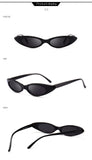 Small Oval Vintage Sunglasses Women Cat Eye Brand Design Retro Skinny Cateye Frame Tiny Sun Glasses Shades - Presidential Brand (R)