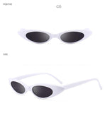 Small Oval Vintage Sunglasses Women Cat Eye Brand Design Retro Skinny Cateye Frame Tiny Sun Glasses Shades - Presidential Brand (R)