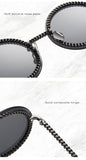 Vintage Round Sunglasses Women with Pearl Chain Accessory Luxury Brand Design Retro Gold Frame Sun Glasses Female Shades - Presidential Brand (R)