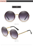 Vintage Round Sunglasses Women with Pearl Chain Accessory Luxury Brand Design Retro Gold Frame Sun Glasses Female Shades - Presidential Brand (R)