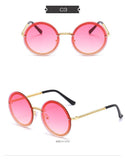 Vintage Round Sunglasses Women with Pearl Chain Accessory Luxury Brand Design Retro Gold Frame Sun Glasses Female Shades - Presidential Brand (R)