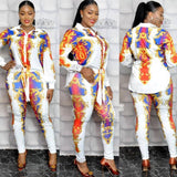 African Fashion Shirt Top and Elastic Pants Suit Chiffon Dress - Presidential Brand (R)