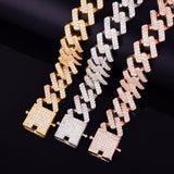 18mm Big Square Cuban Link Bracelet Gold Color Iced Out Cubic Zirconia Style - Presidential Brand (R)