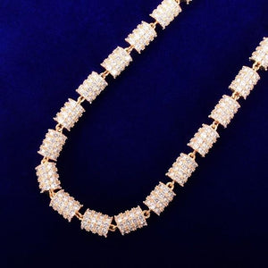 Solid 10mm Cylindrical Shape Necklace Choker Gold Color Hip Hop Link Bling Full Cubic Zirconia Men's Rock Street Jewelry - Presidential Brand (R)