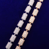 Solid 10mm Cylindrical Shape Necklace Choker Gold Color Hip Hop Link Bling Full Cubic Zirconia Men's Rock Street Jewelry - Presidential Brand (R)