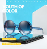 Retro Round Sunglasses Women Men Brand Design Transparent Blue Frame Circle Lens Fashion 90s Sun Glasses Shades Female - Presidential Brand (R)