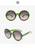 Retro Round Sunglasses Women Men Brand Design Transparent Blue Frame Circle Lens Fashion 90s Sun Glasses Shades Female - Presidential Brand (R)