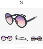 Retro Round Sunglasses Women Men Brand Design Transparent Blue Frame Circle Lens Fashion 90s Sun Glasses Shades Female - Presidential Brand (R)