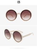 Retro Round Sunglasses Women Men Brand Design Transparent Blue Frame Circle Lens Fashion 90s Sun Glasses Shades Female - Presidential Brand (R)