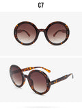 Retro Round Sunglasses Women Men Brand Design Transparent Blue Frame Circle Lens Fashion 90s Sun Glasses Shades Female - Presidential Brand (R)