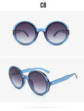 Retro Round Sunglasses Women Men Brand Design Transparent Blue Frame Circle Lens Fashion 90s Sun Glasses Shades Female - Presidential Brand (R)