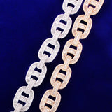 18mm Baguette Zirconia Cuban Chain Necklace Link Gold Color Copper Bling - Presidential Brand (R)