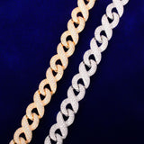 Solid 15mm Men's Hip Hop Cuban Chain Link Cubic Zirconia Gold Color Necklace Choker Fashion Rock Jewelry - Presidential Brand (R)