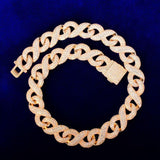 Solid 15mm Men's Hip Hop Cuban Chain Link Cubic Zirconia Gold Color Necklace Choker Fashion Rock Jewelry - Presidential Brand (R)