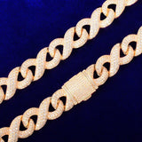 Solid 15mm Men's Hip Hop Cuban Chain Link Cubic Zirconia Gold Color Necklace Choker Fashion Rock Jewelry - Presidential Brand (R)