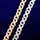 Solid 15mm Men's Hip Hop Cuban Chain Link Cubic Zirconia Gold Color Necklace Choker Fashion Rock Jewelry - Presidential Brand (R)