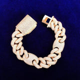 18mm Miami Cuban Bracelet Chain Link Solid Back Copper Full Zircon Jewelry - Presidential Brand (R)