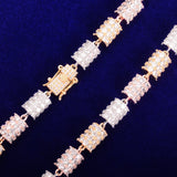 10mm Colorful Cylindrical Shape Necklace Choker Gold Color Hip Hop Link Bling Full Cubic Zirconia Men's Rock Street Jewelry - Presidential Brand (R)