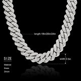 2 Row 12mm Iced Out Neckalce Diamonds Cuban Link Chain 5A Cubic Zirconia Clasp Necklaces Link - Presidential Brand (R)