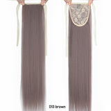 Long Straight Clip In Tail False Hair Ponytail Hairpiece With Hairpins Synthetic Pony Tail Extensions Black Brown Headwear - Presidential Brand (R)
