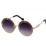 Fashion Round Sunglasses Women Unique Designer UV400 Metal Arrow Frame Letter Sun Glasses Shades Eyewear Oculos de sol - Presidential Brand (R)