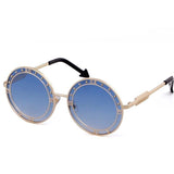 Fashion Round Sunglasses Women Unique Designer UV400 Metal Arrow Frame Letter Sun Glasses Shades Eyewear Oculos de sol - Presidential Brand (R)