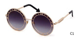 Fashion Round Sunglasses Women Unique Designer UV400 Metal Arrow Frame Letter Sun Glasses Shades Eyewear Oculos de sol - Presidential Brand (R)