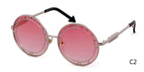 Fashion Round Sunglasses Women Unique Designer UV400 Metal Arrow Frame Letter Sun Glasses Shades Eyewear Oculos de sol - Presidential Brand (R)