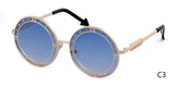 Fashion Round Sunglasses Women Unique Designer UV400 Metal Arrow Frame Letter Sun Glasses Shades Eyewear Oculos de sol - Presidential Brand (R)
