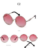 Fashion Round Sunglasses Women Unique Designer UV400 Metal Arrow Frame Letter Sun Glasses Shades Eyewear Oculos de sol - Presidential Brand (R)