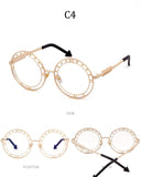 Fashion Round Sunglasses Women Unique Designer UV400 Metal Arrow Frame Letter Sun Glasses Shades Eyewear Oculos de sol - Presidential Brand (R)