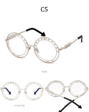 Fashion Round Sunglasses Women Unique Designer UV400 Metal Arrow Frame Letter Sun Glasses Shades Eyewear Oculos de sol - Presidential Brand (R)