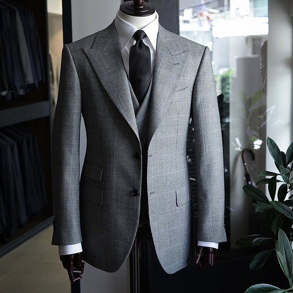 Men's Business Suits Slim Fit Plaid Wool Blazer Vest Pants Formal Office Jacket for Wedding Party Suit Man Business 2020 - Presidential Brand (R)