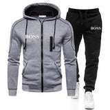 Boss Set Zipper Hoodie Pant Two Pieces Casual Tracksuit Sportswear Sweat Suit - Presidential Brand (R)