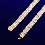 9MM Baguette Zircon Bracelet Chain Trendy Link Gold Color Plated Copper Bling Jewelry - Presidential Brand (R)