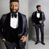 Black Jacquard Jacket Men Suit Slim Fit Blazer - Presidential Brand (R)