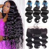 Brazilian Hair Weave Bundles With Frontal Beaudiva Hair Brazilian Body Wave Human Hair 13x4 Lace Frontal Closure with Bundles - Presidential Brand (R)