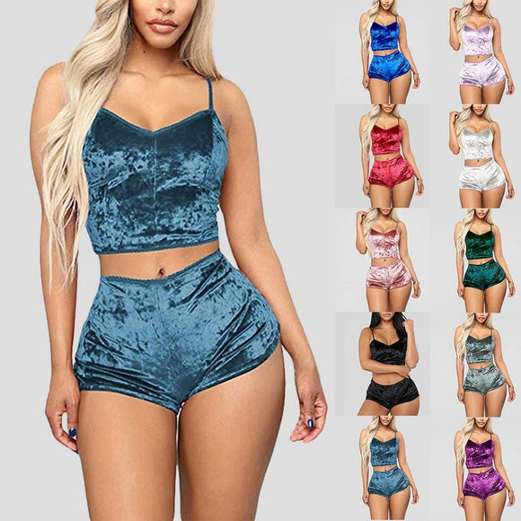 Bra Sets Velvet Sexy Underwear Lingerie Top And Pants Sleepwear Babydoll Sets - Presidential Brand (R)