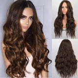 AISI BEAUTY Long Wavy Wig Natural Part Side Hair Ombre Synthetic Platinum Blonde Black Wigs Heat Resistant - Presidential Brand (R)